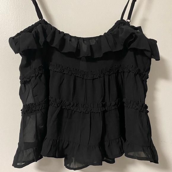 Elegant Black Ruffled Women's Top - Picture 2 of 2